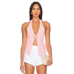 More to come light pink revolve halter top with flower